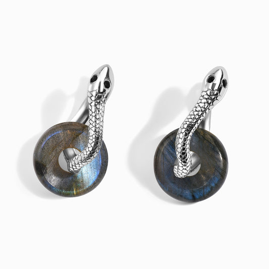 Labradorite Earrings - Serpent - silver