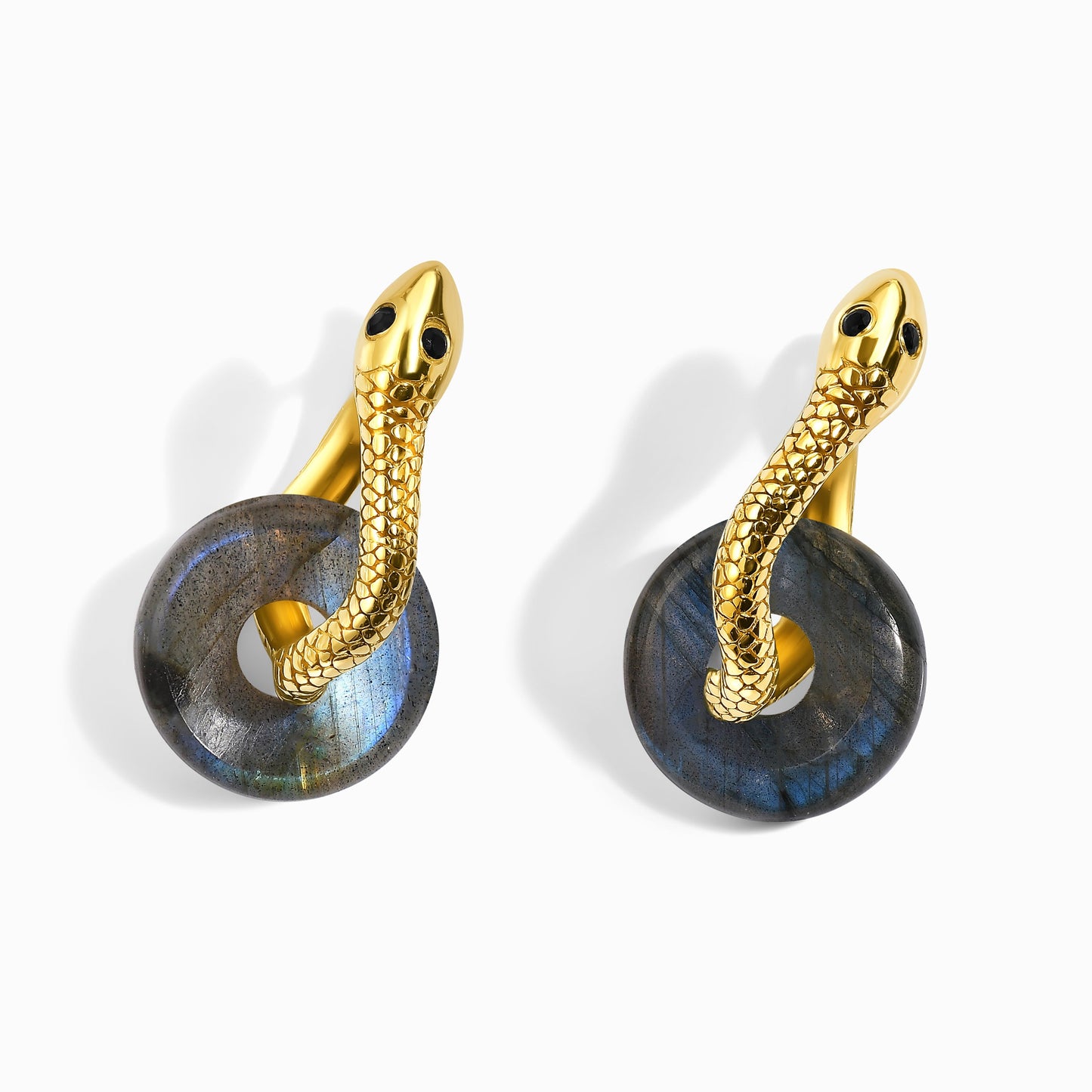 Labradorite Earrings - Serpent - gold
