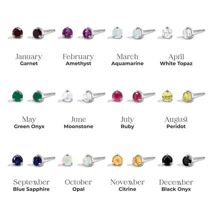 Zodiac Birthstone Diamond Studs - Capricorn Garnet - birthstone chart white gold