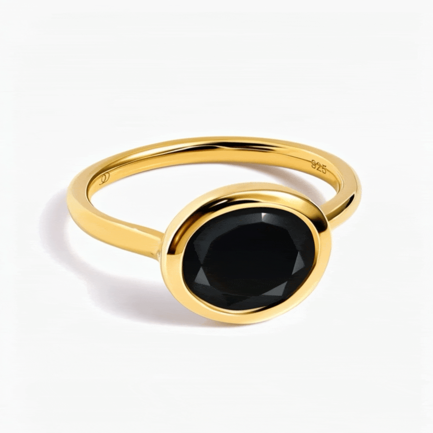 Black Obsidian Ring - Skin-Touch - yellow gold spin