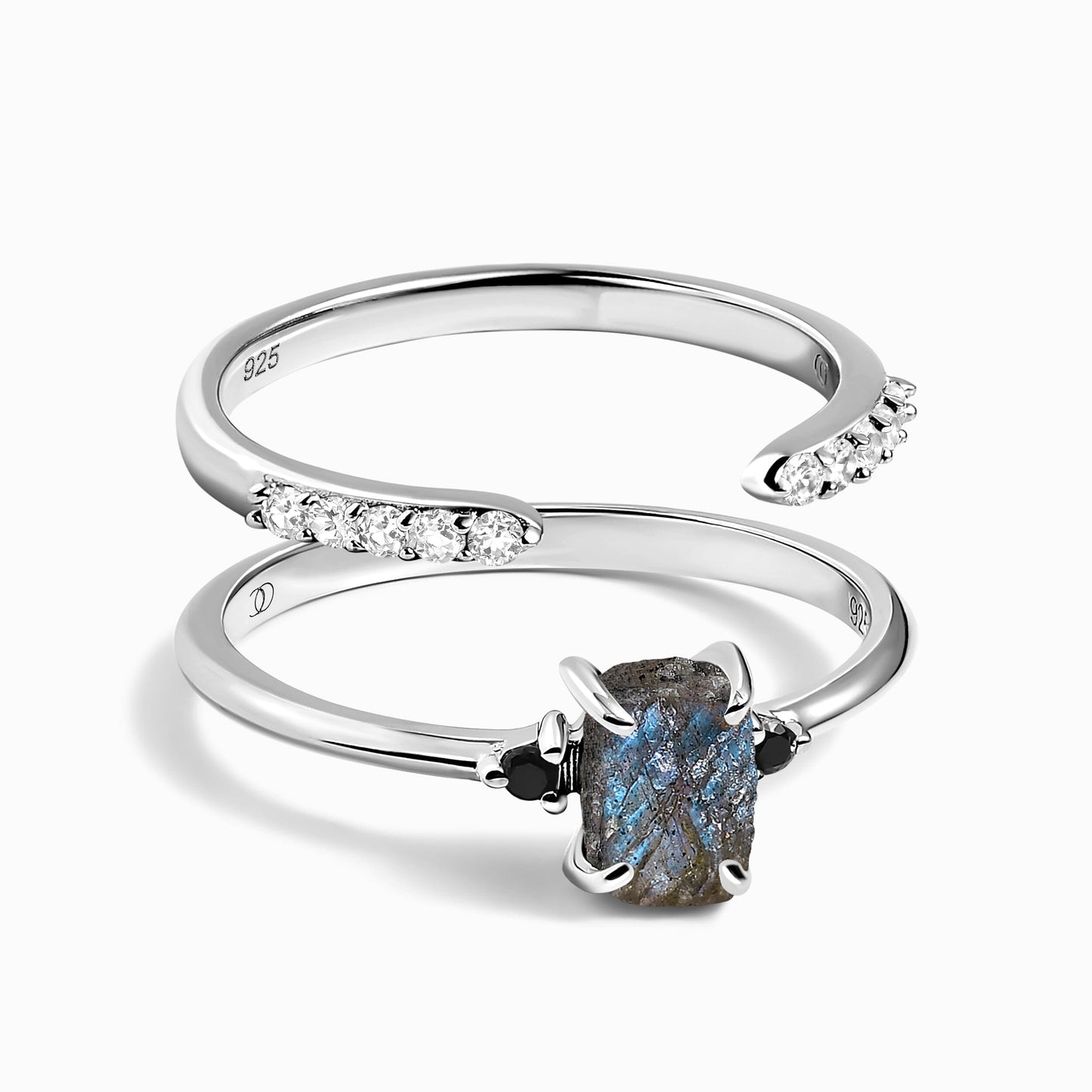 Labradorite Black Onyx Ring Petite Allure & Twinkling Rings