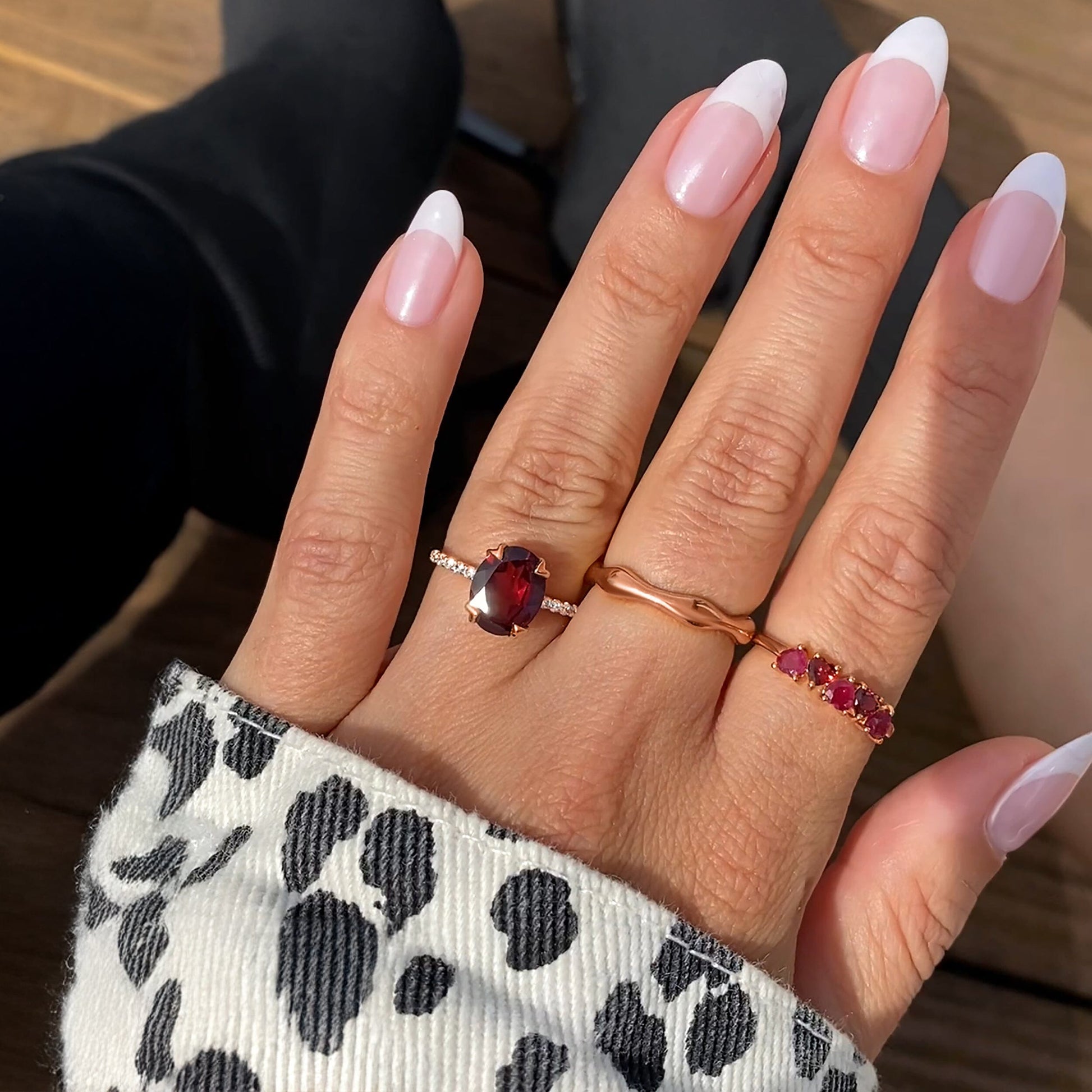 Garnet Ring - Harlow - rose gold lifestyle