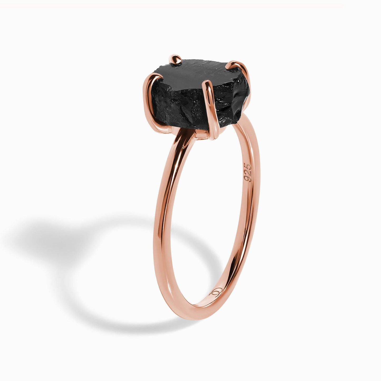 Petite Black Obsidian Ring rose gold detail
