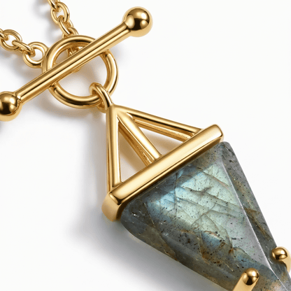 Labradorite Necklace Heroine gold close up