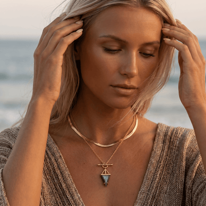 Labradorite Necklace Heroine gold model