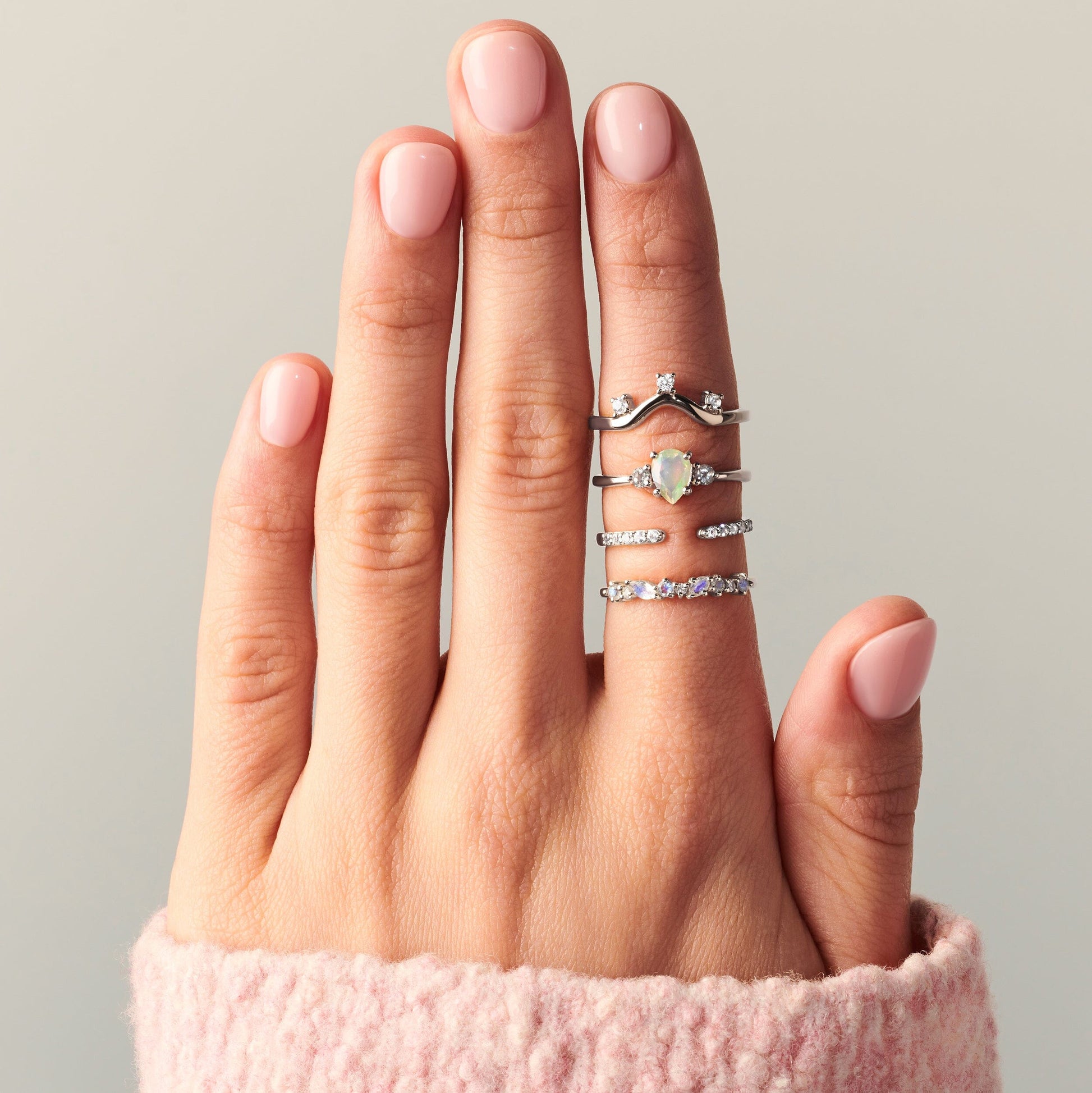 Opal Lania Ring & Twinkling Band - silver lifestyle