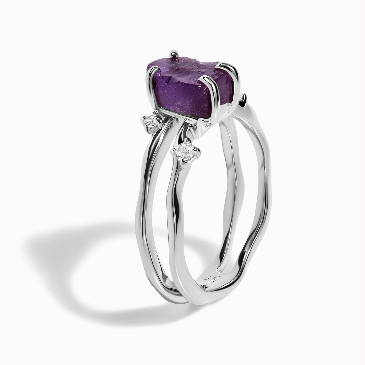 Amethyst Ring - Flow - silver detail
