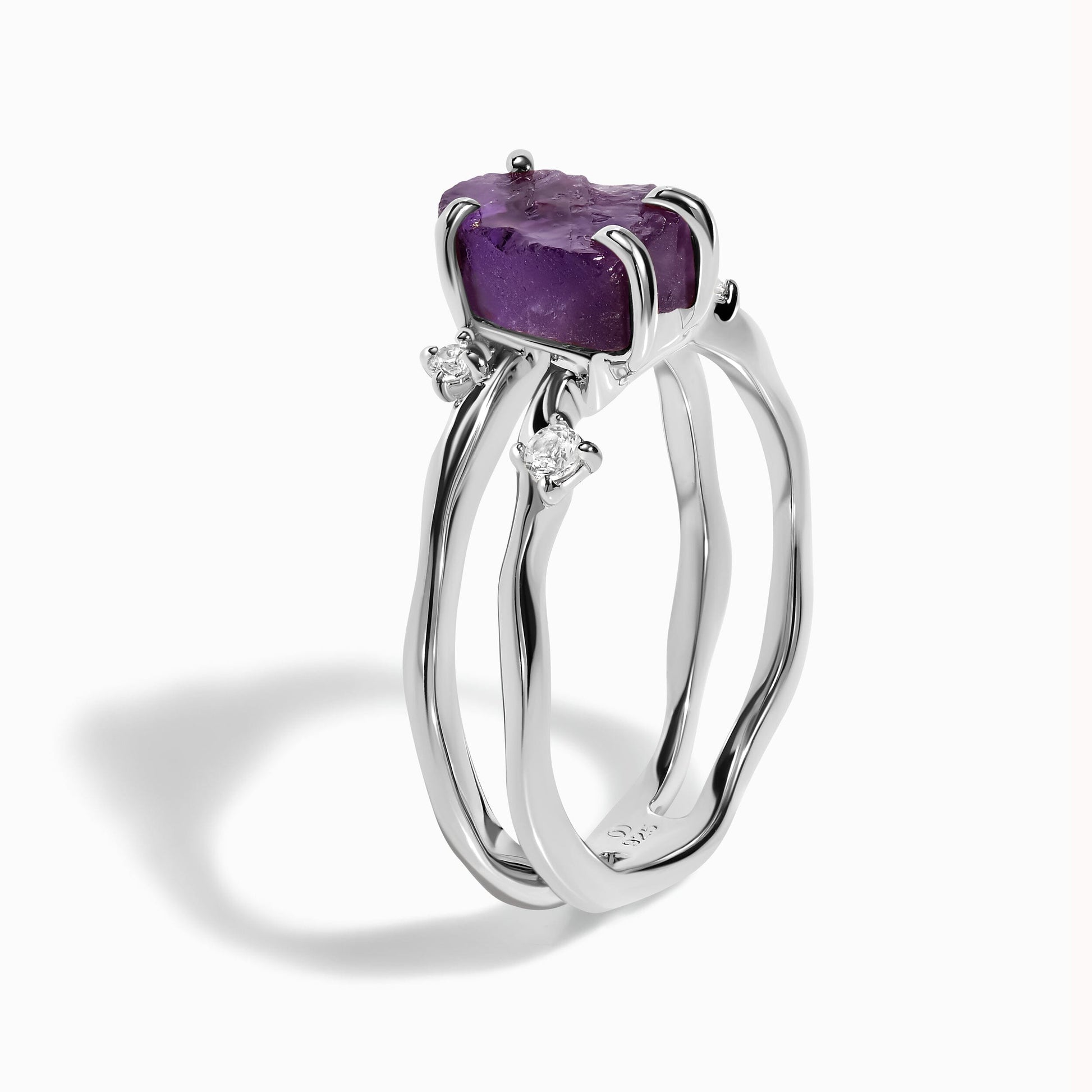 Amethyst Ring - Flow - silver detail
