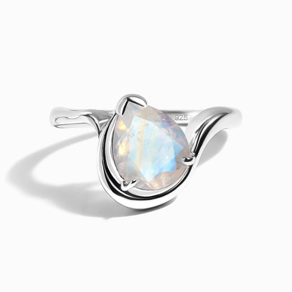 Moonstone Ring - Arc of Whisper - sterling silver