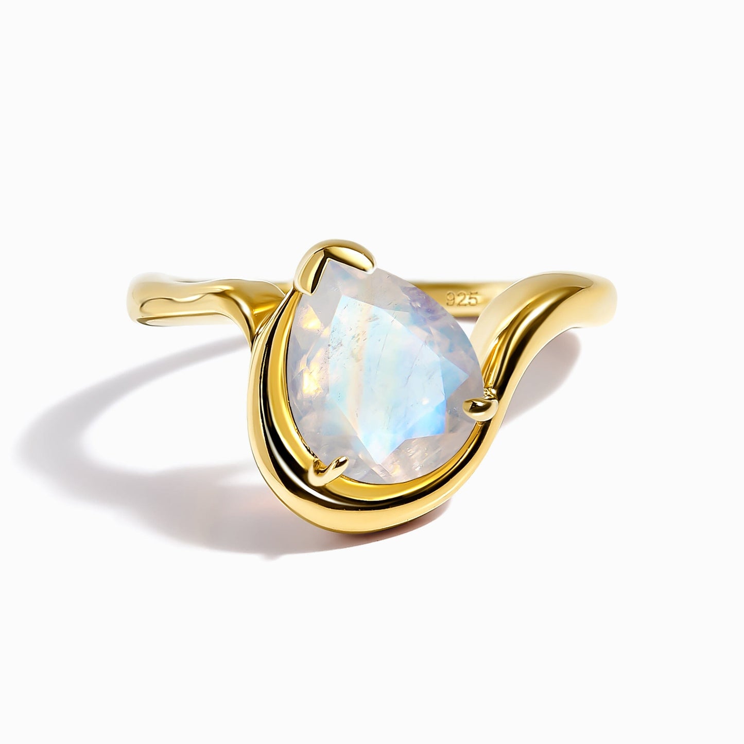 Moonstone Ring - Arc of Whisper - yellow gold vermeil