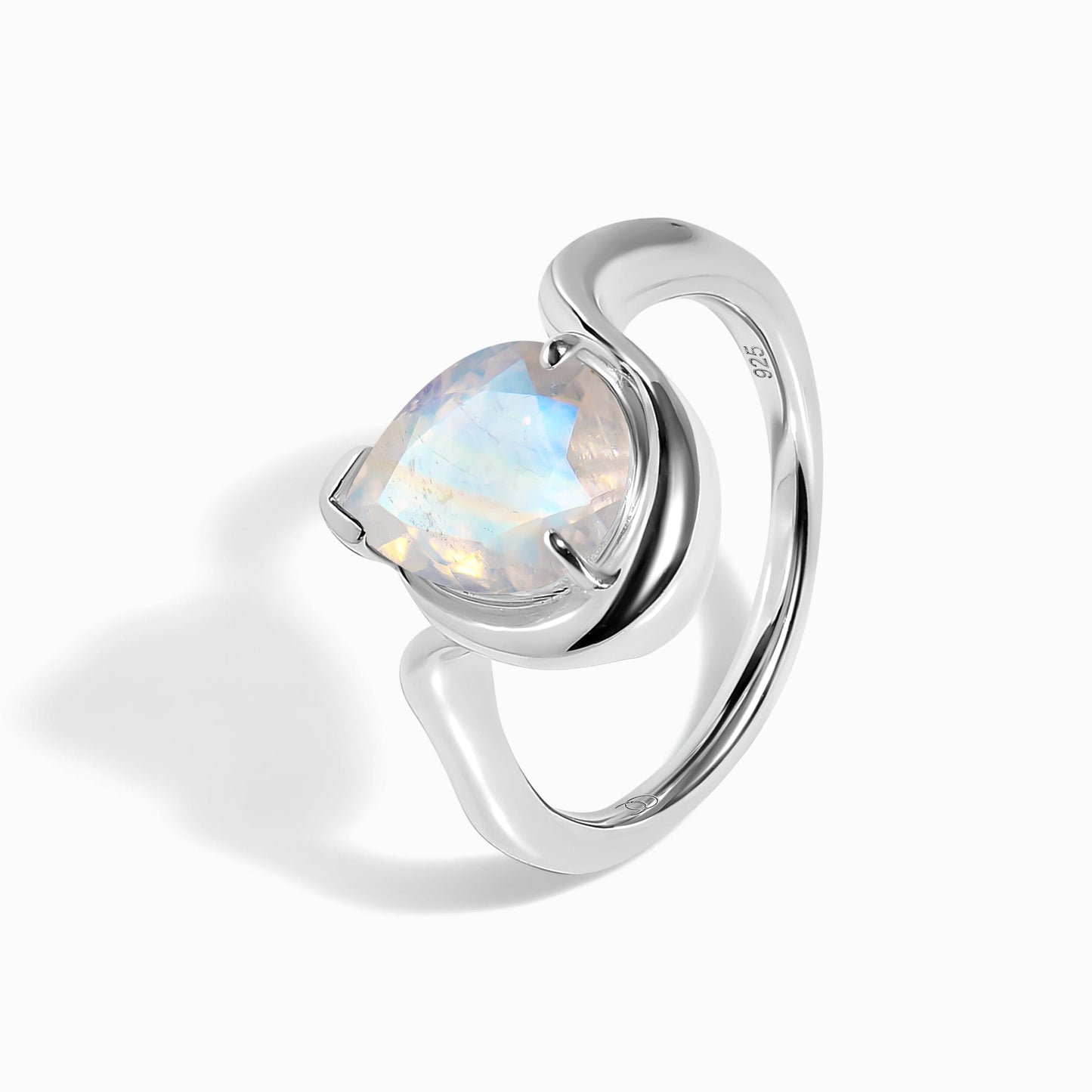 Moonstone Ring - Arc of Whisper - sterling silver detail