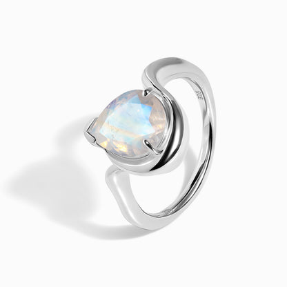 Moonstone Ring - Arc of Whisper - sterling silver detail