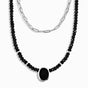 Black Onyx &amp; Black Obsidian Divina Necklace &amp; Widelink Chain