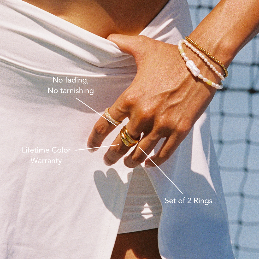 "Double Trouble" Ring Set - lifestyle no fading no tarnishing