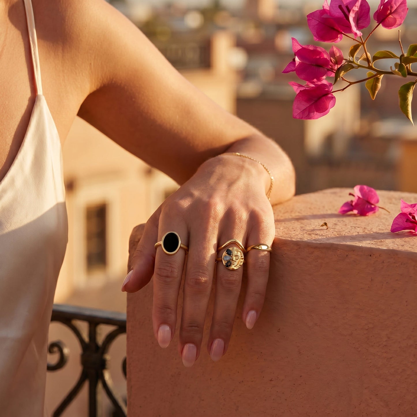 Black Onyx Ring Enfolded yellow gold styled shot