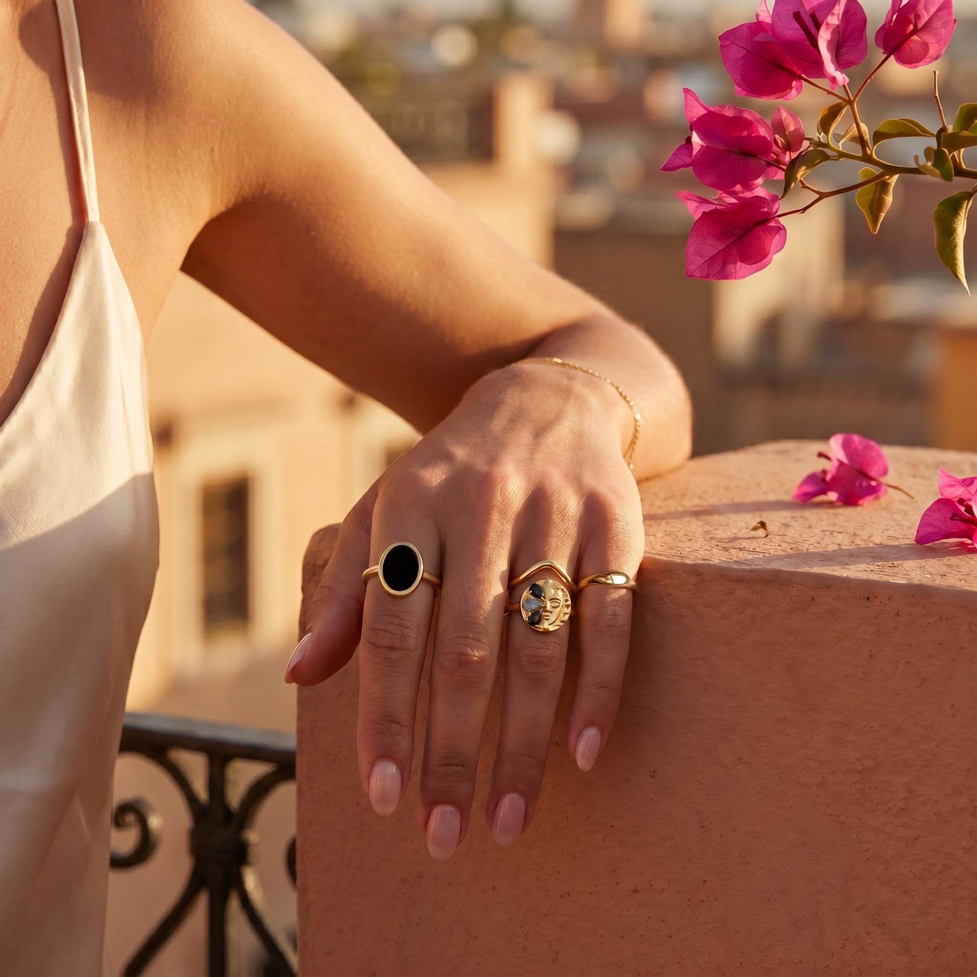 Black Onyx Ring Enfolded yellow gold styled shot