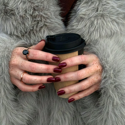 Black Obsidian Black Spinel Ring - Harlow - lifestyle rose gold