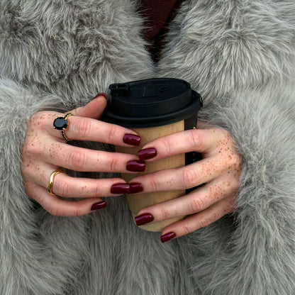 Black Obsidian Black Spinel Ring - Harlow - lifestyle yellow gold