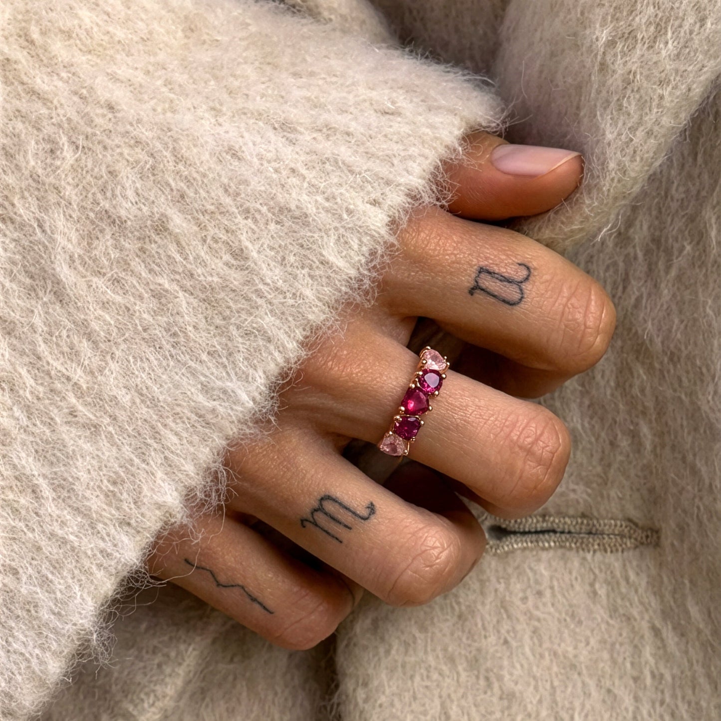 Rose Quartz Rhodolite Ring - Crush, rose gold lifestyle
