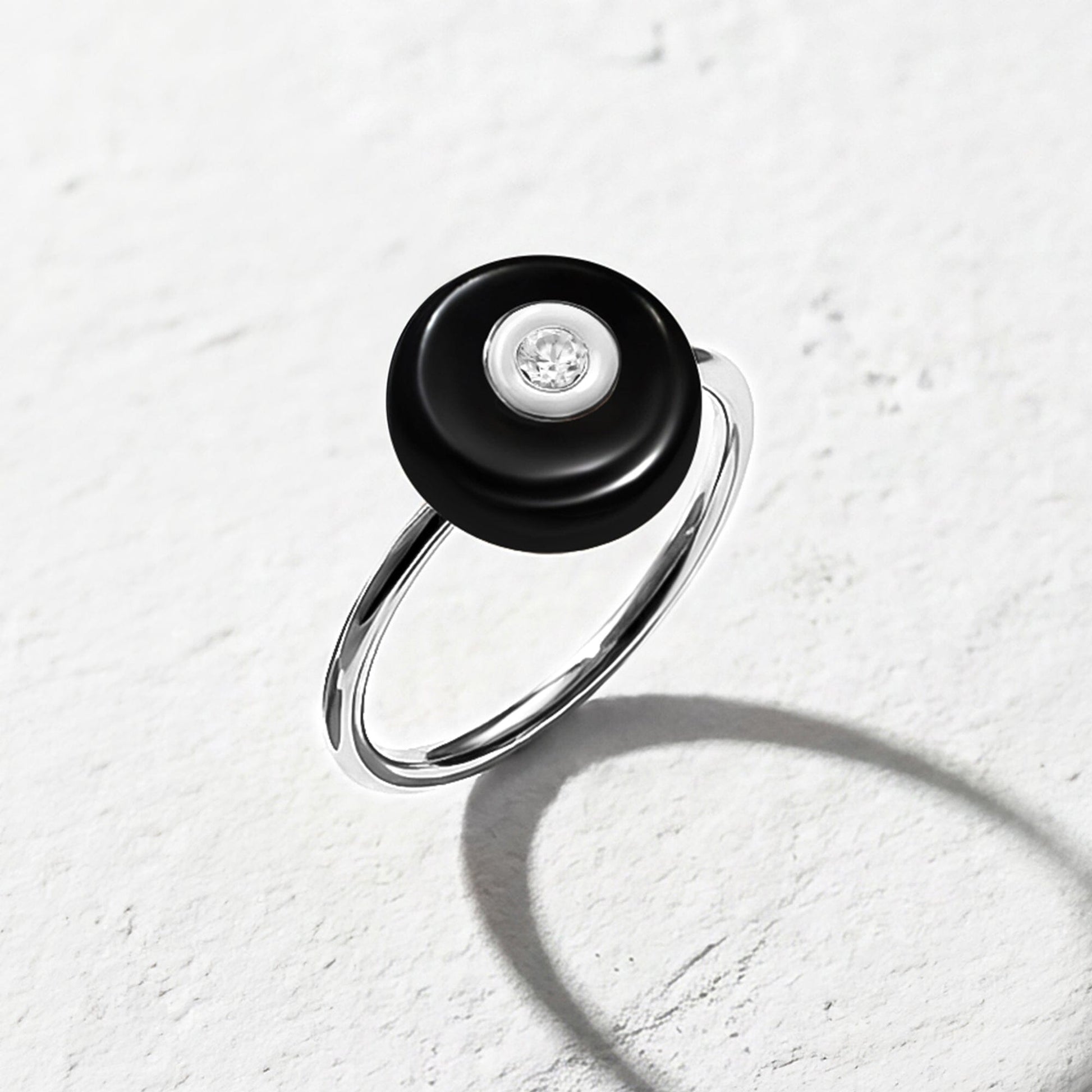 Black Obsidian Fidget Ring - Ora - silver lifestyle