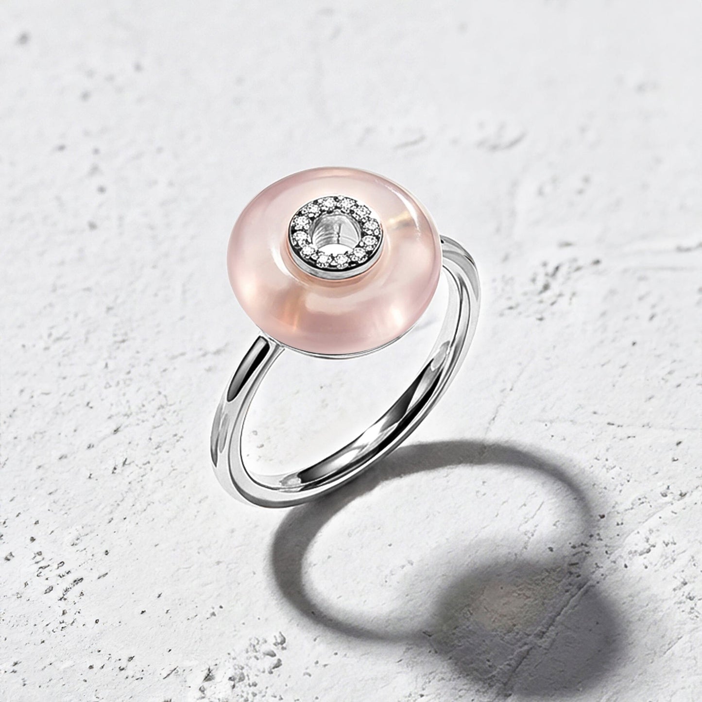 Rose Quartz Fidget Ring - Liora, silver lifestyle