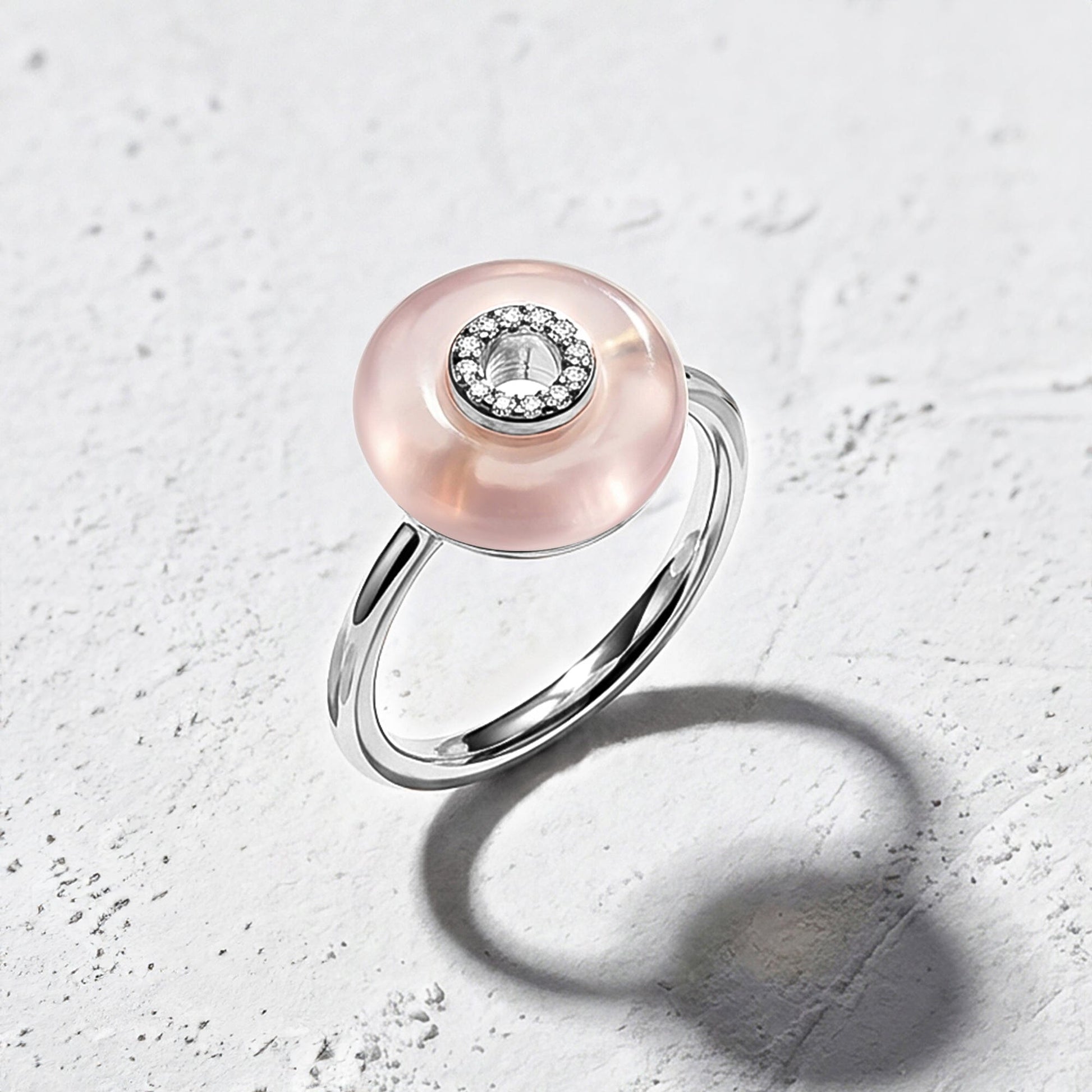 Rose Quartz Fidget Ring - Liora, silver lifestyle
