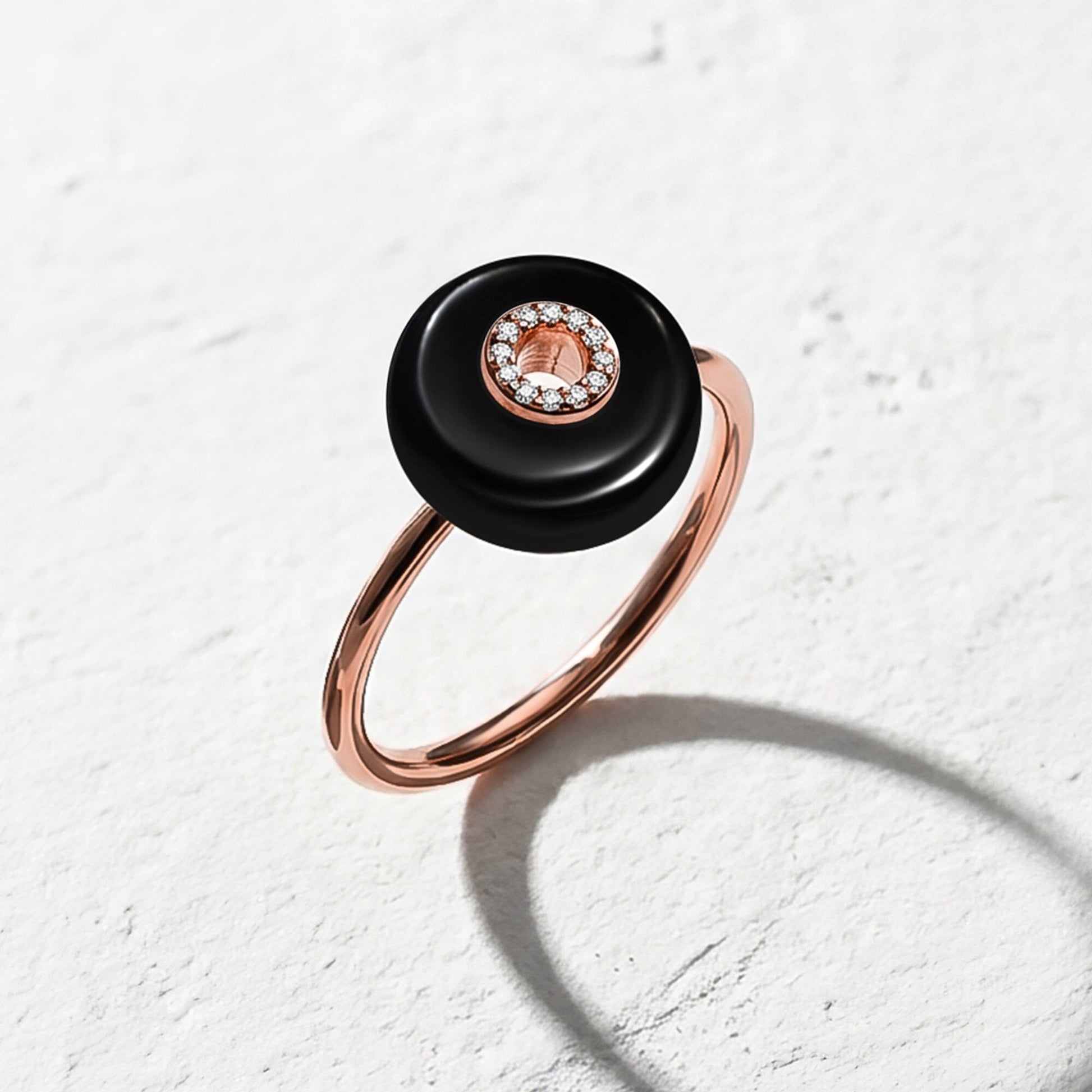 Black Obsidian Fidget Ring - Liora - rose gold studio