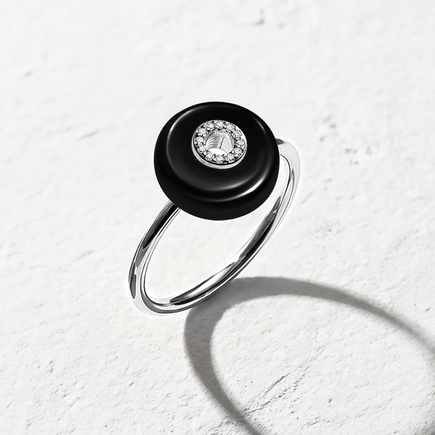 Black Obsidian Fidget Ring - Liora - silver studio