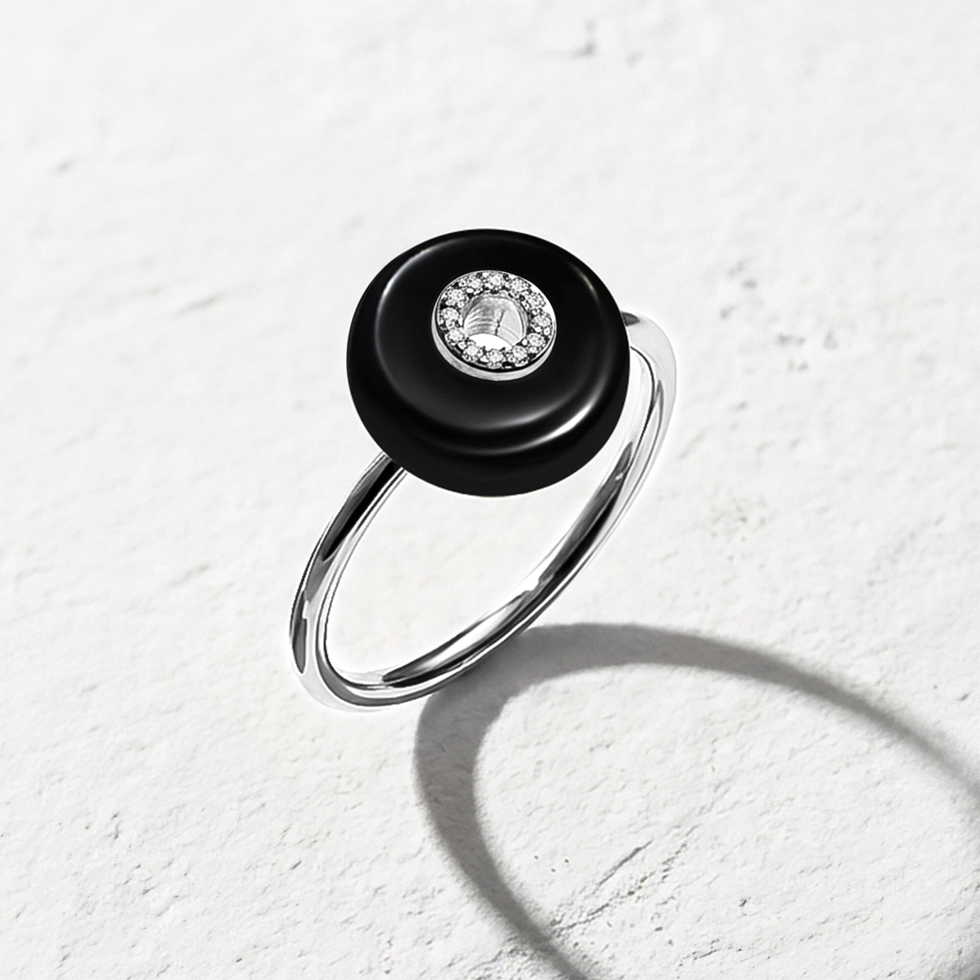 Black Obsidian Fidget Ring - Liora - silver studio