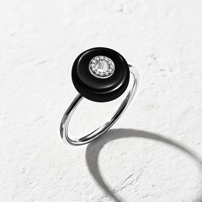 Black Obsidian Fidget Ring - Liora - silver studio