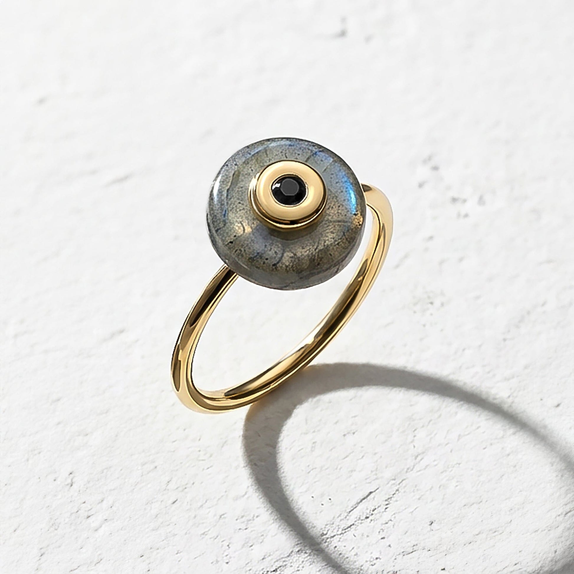 Labradorite Black Spinel Fidget Ring - Ora - Firefly_GeminiFlash_HyperLABYG