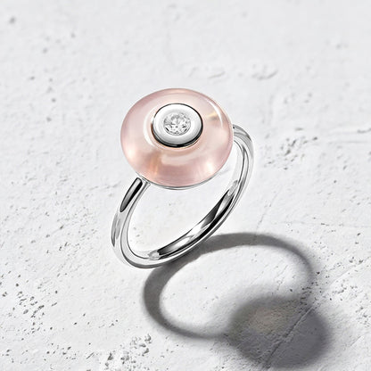 Rose Quartz Fidget Ring - Ora, silver lifestyle