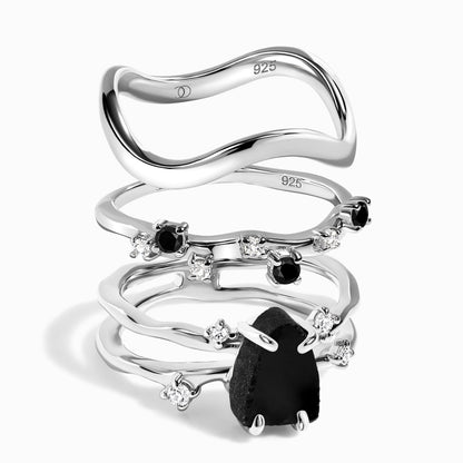 Flow Stardust Waves Rings - silver