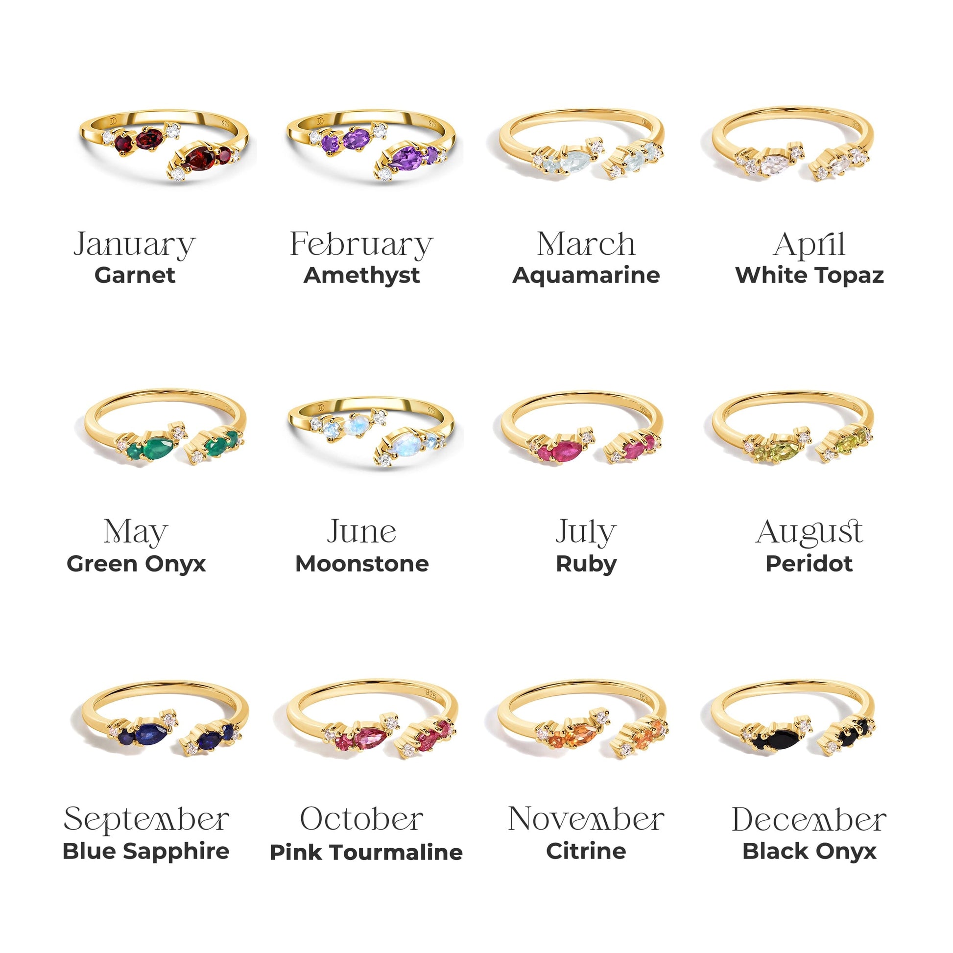 Adjustable Green Onyx Ring Flourish - yellow gold detail