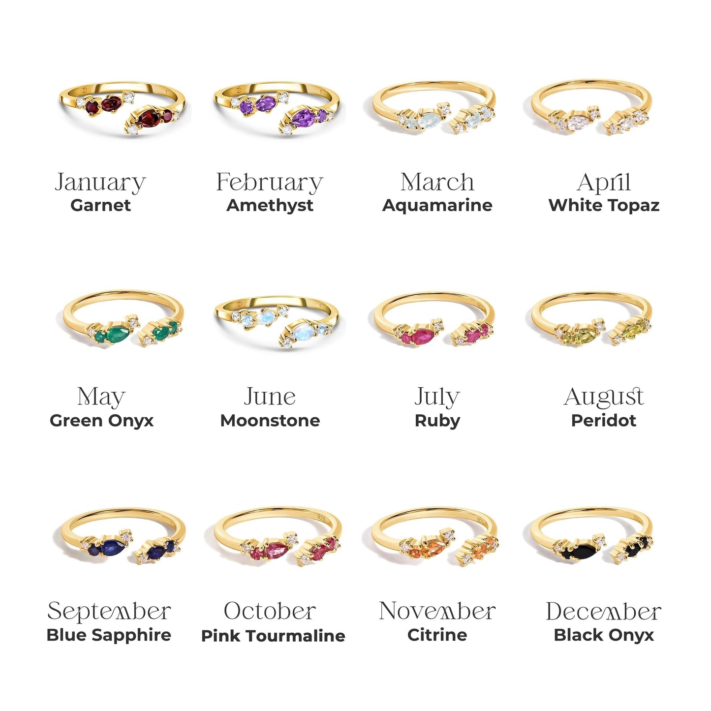 Adjustable Blue Sapphire Ring Flourish - yellow gold detail