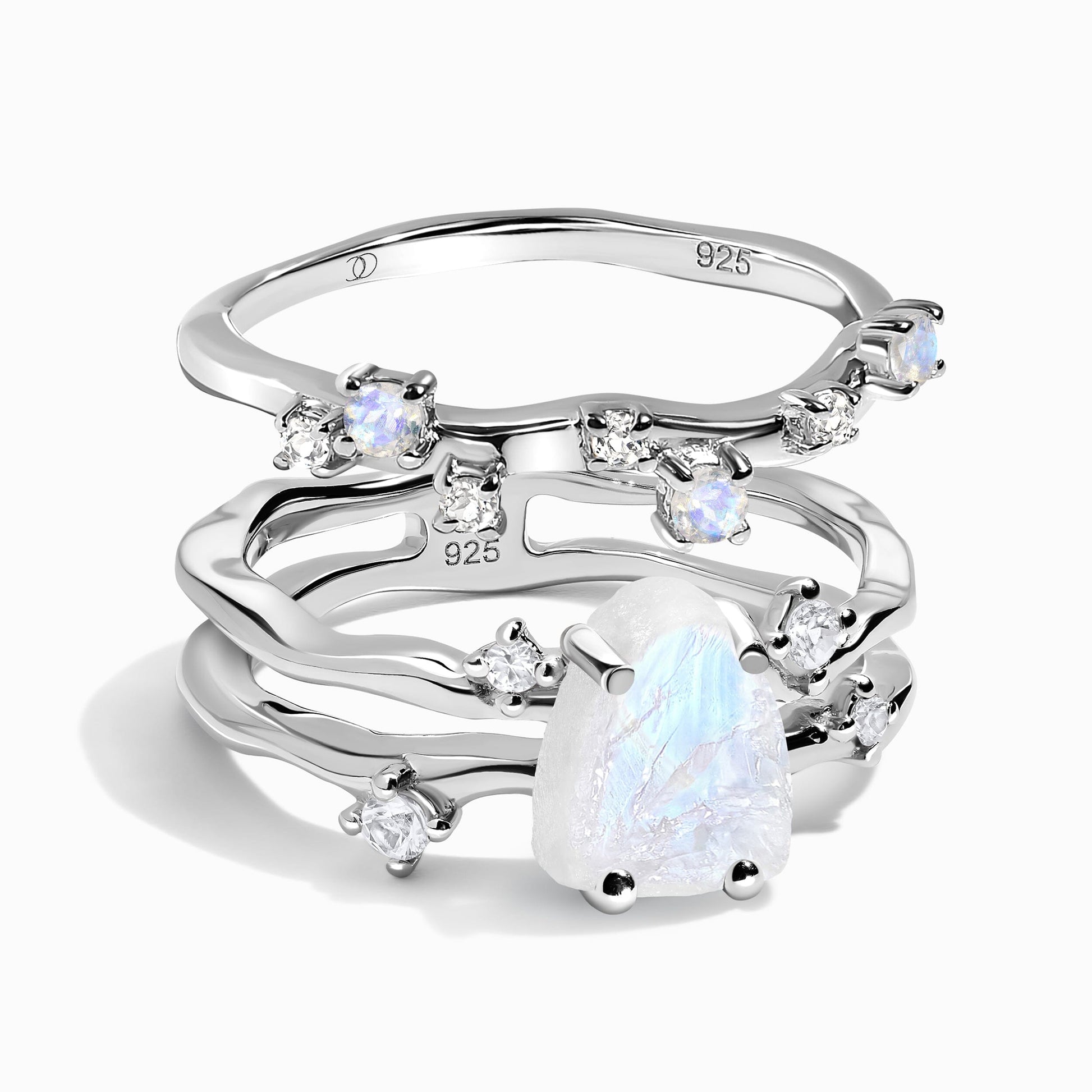 Moonstone Flow & Stardust Rings - SIL