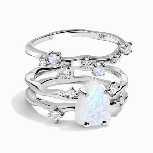 Moonstone Flow & Stardust Rings - SIL