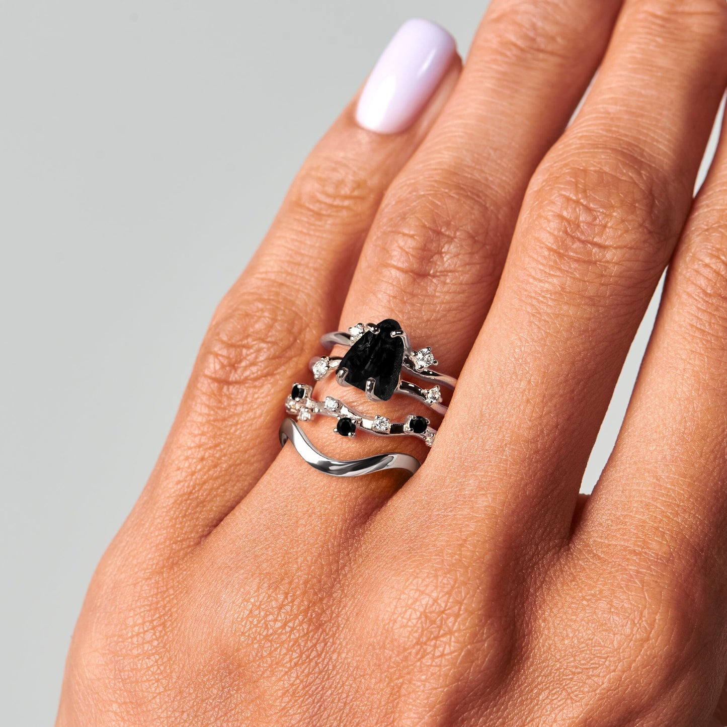 Flow Stardust Waves Rings - worn silver