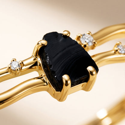 Black Obsidian Cuff - Flow