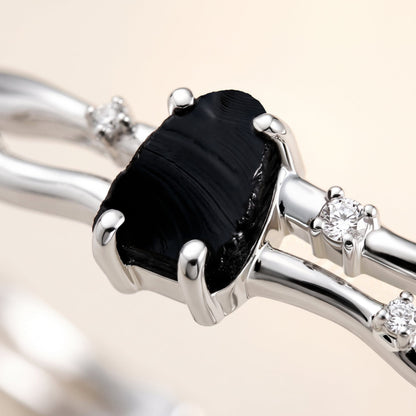 Black Obsidian Cuff - Flow