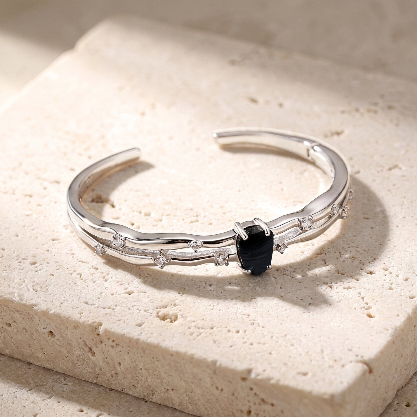 Black Obsidian Cuff - Flow
