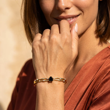 Black Obsidian Cuff - Flow