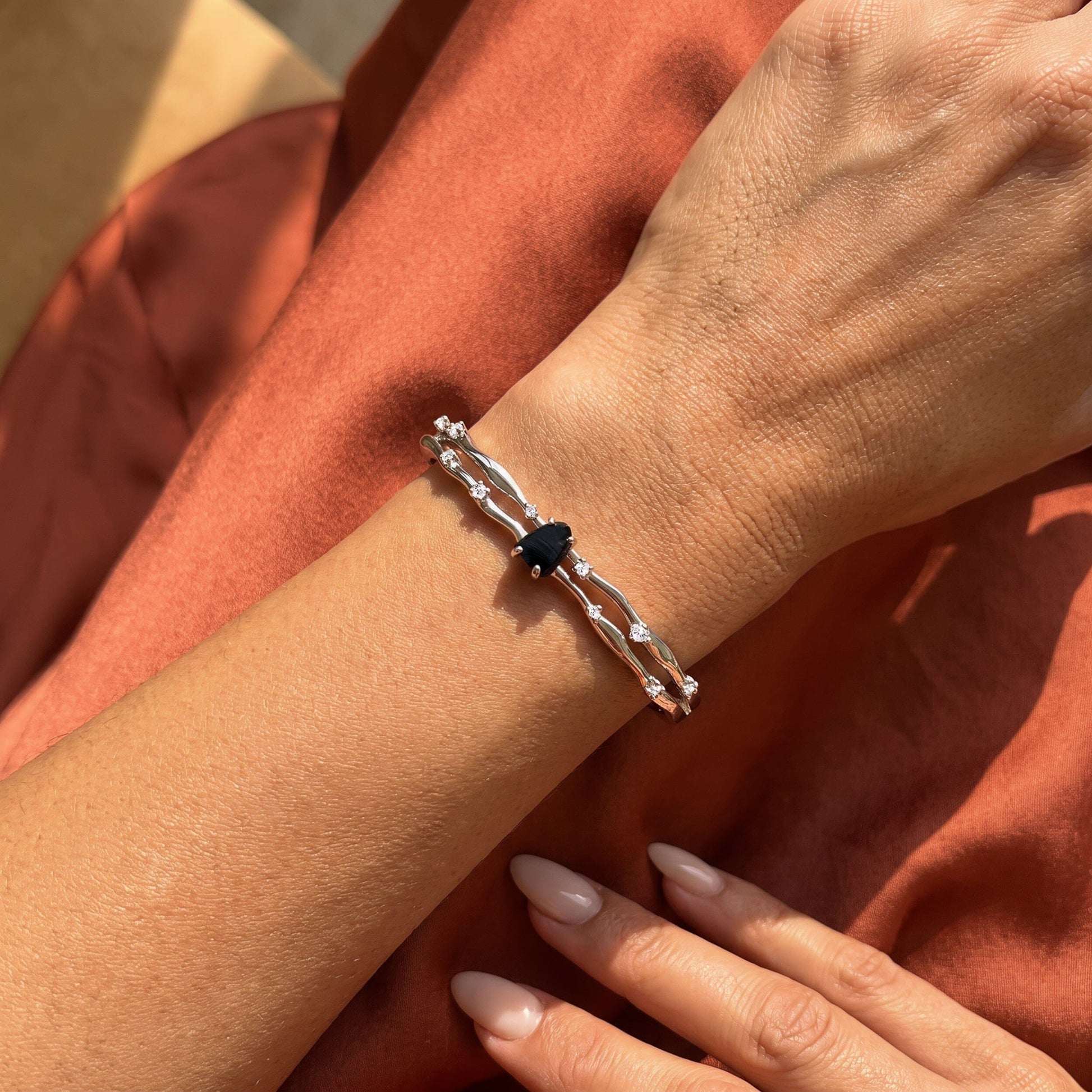 Black Obsidian Cuff - Flow