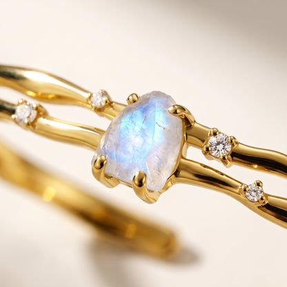 Moonstone Cuff - Flow - closeup YG