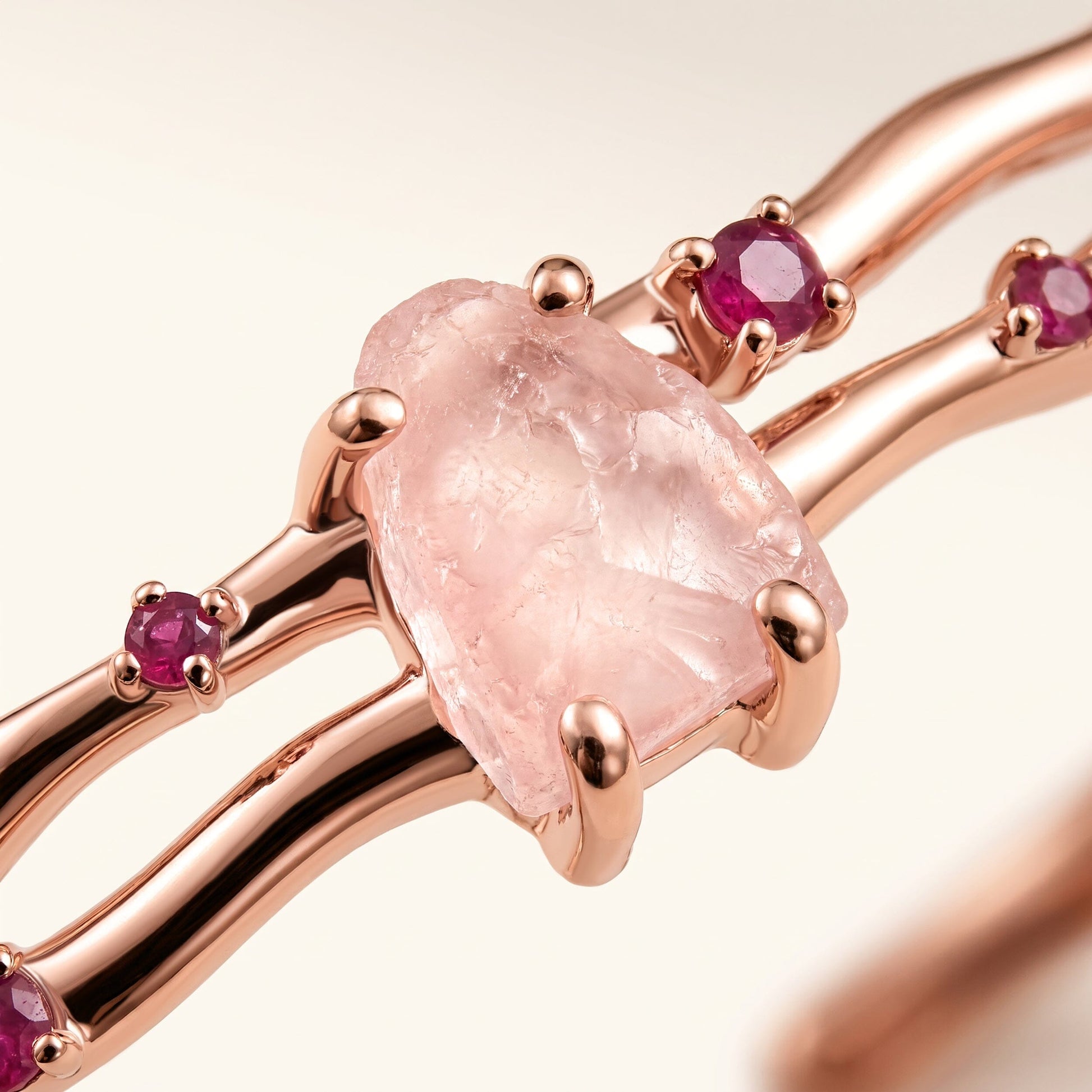 Rose Quartz Cuff - Flow - rose gold detail