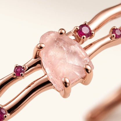 Rose Quartz Cuff - Flow - rose gold detail