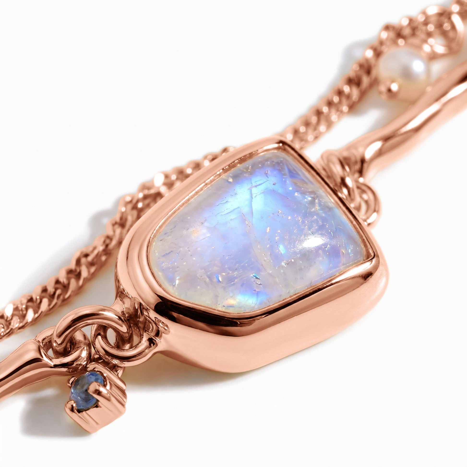 Moonstone Pearl Bracelet - Heirloom - rose gold vermeil close-up