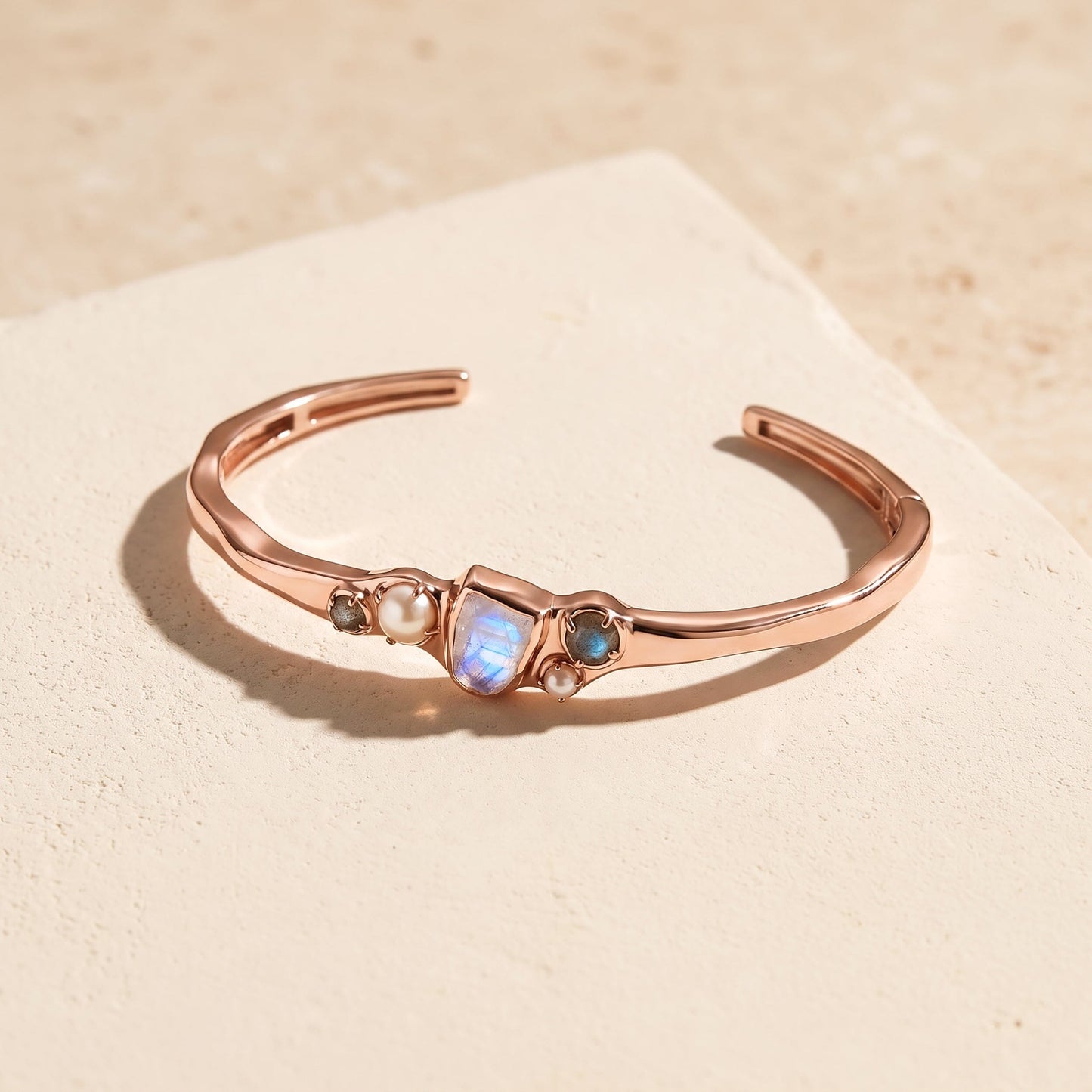 Moonstone Pearl Cuff - Heirloom - flat lay RG