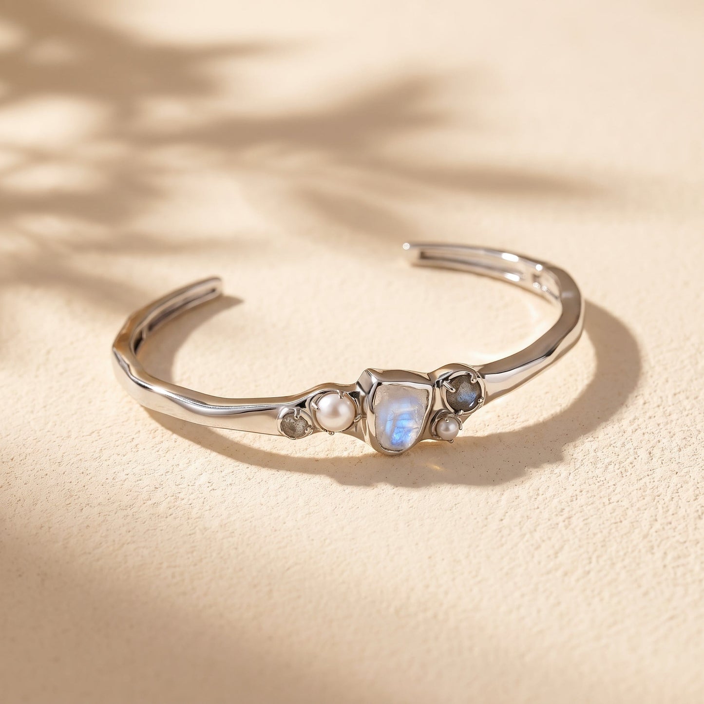 Moonstone Pearl Cuff - Heirloom - flat lay SIL