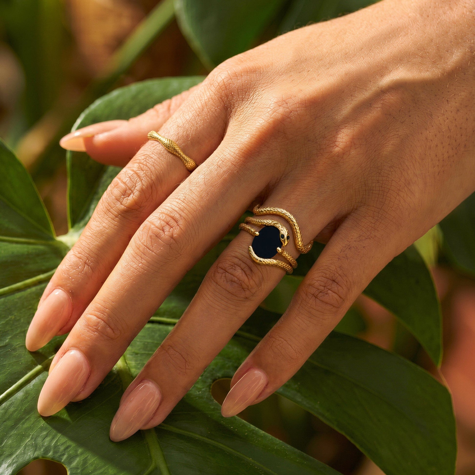 Nox Serpent Stack - Yellow Gold Vermeil on hand